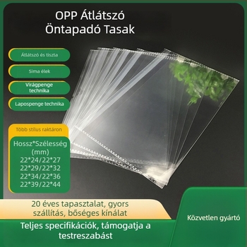 OPP öntapadós záródású tasak, 22 cm szélesség, megerősített, A4 dokumentumokhoz és nyomtatáshoz
