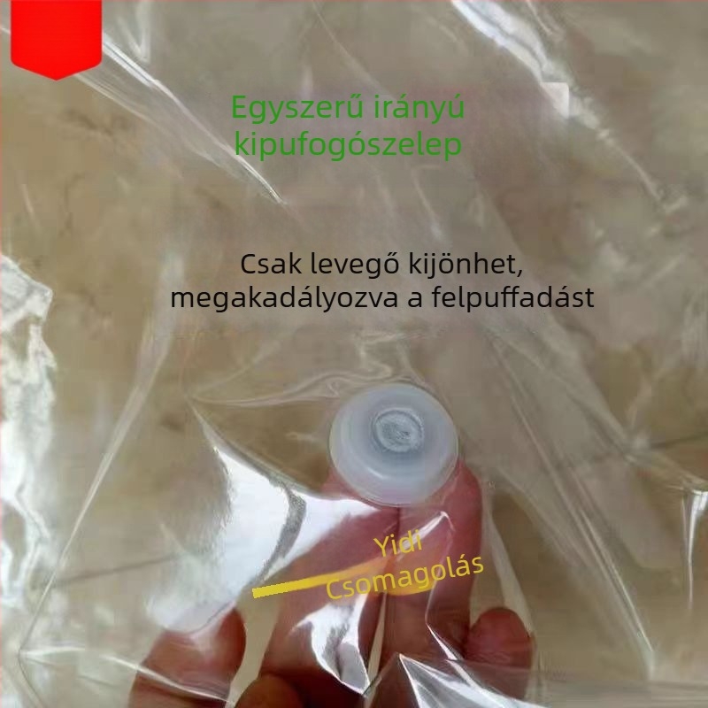 Átlátszó takarmány-fermentáló zacskó egyirányú kiáramló szeleppel, hét rétegű koextrudált PE-filmmel
