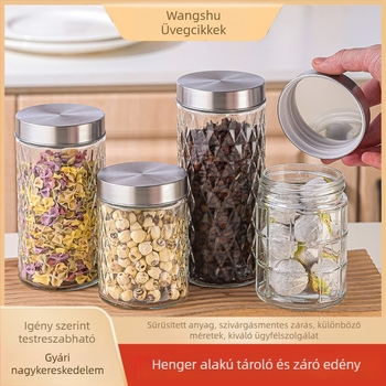 Üveges, zárható konyhai tároló – kerek, 501–800 ml, gabonák és tea számára