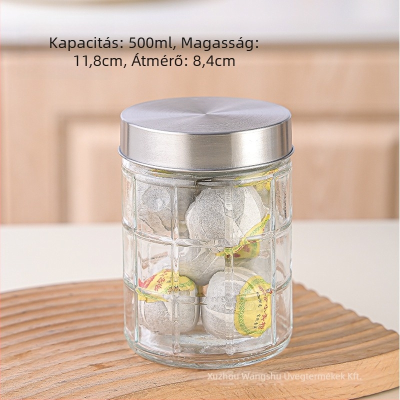Üveges, zárható konyhai tároló – kerek, 501–800 ml, gabonák és tea számára