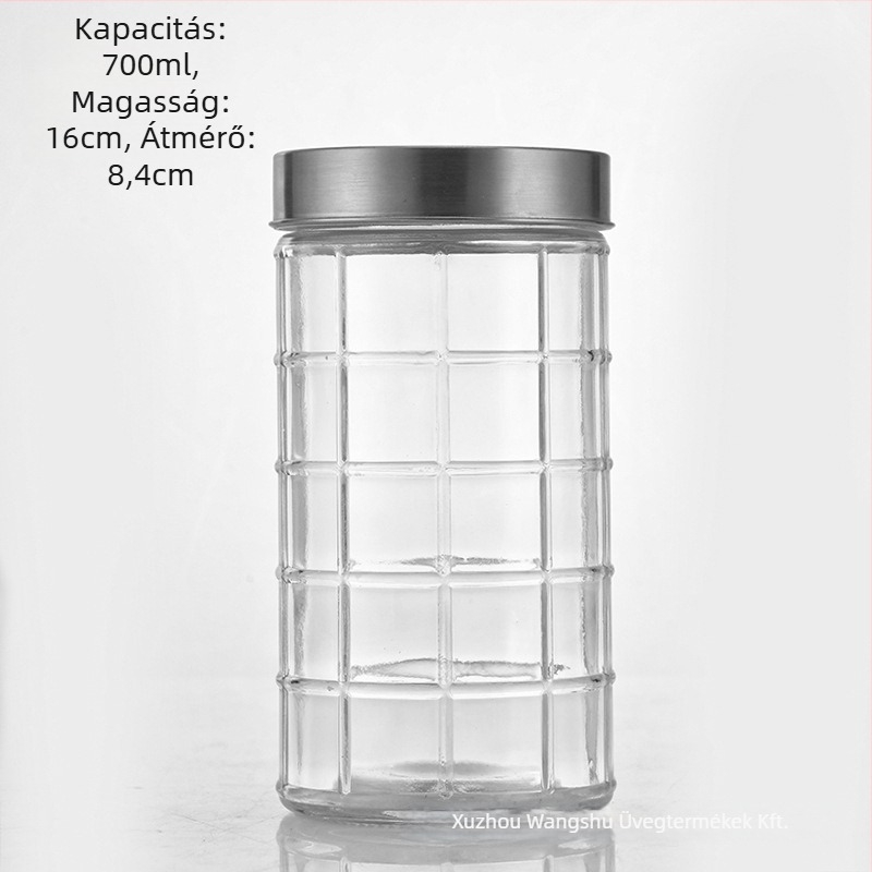 Üveges, zárható konyhai tároló – kerek, 501–800 ml, gabonák és tea számára