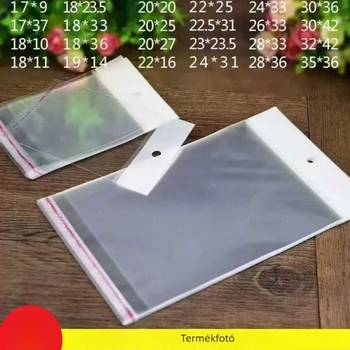 Raktáron Fehér átlátszó OPP zacskó öntapadó zárással ruházati és ékszer csomagolásához