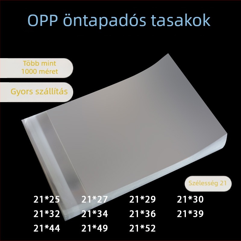 Átlátszó önzáró műanyag zacskó ruházathoz, csomagoló zacskó, sík késes vágás, logó nyomtatás nélkül