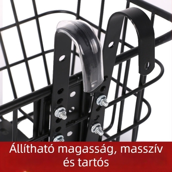 Kerékpár elülső keretre akasztható kosár, vastag rozsdamentes acélból, állítható, gyorsleoldó kampó (Minta 544)