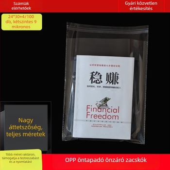 Átlátszó OPP önzáró ruhacsomagoló tasak, hosszú műanyag záróval