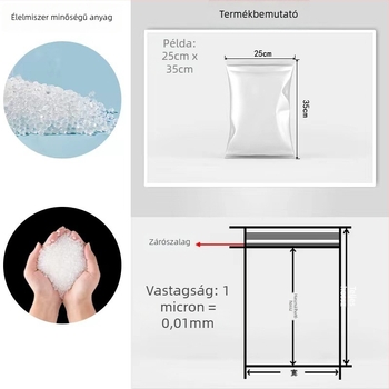 Önzáró PE tasak általános csomagoláshoz, zárási hossz 1.5–2.0 cm