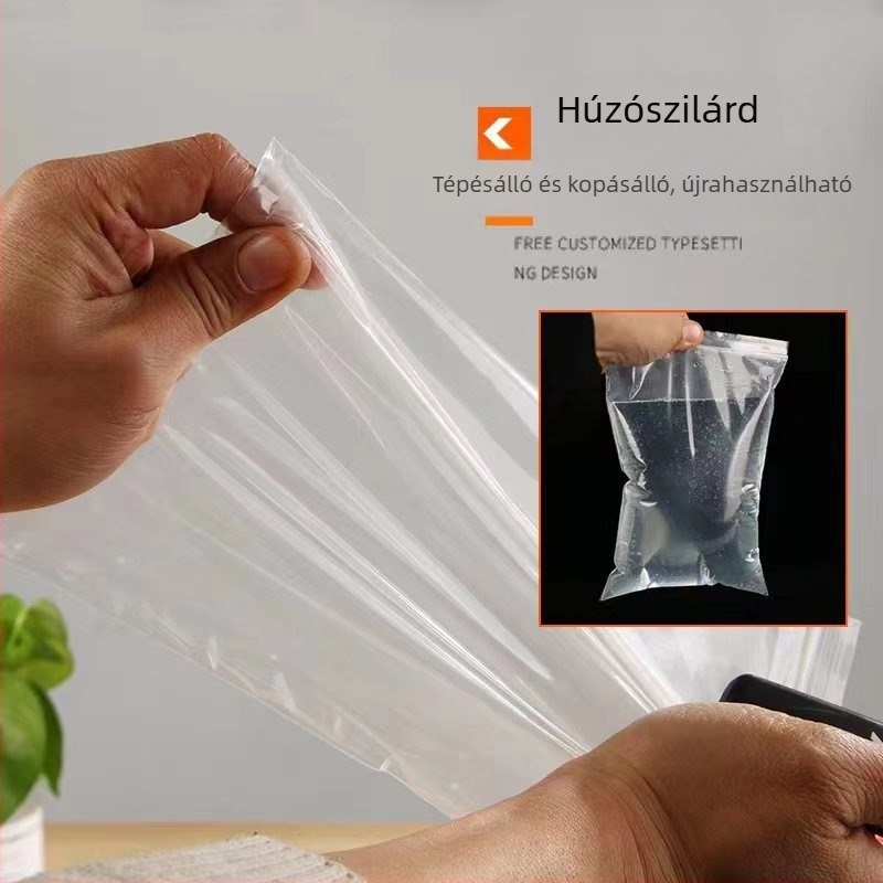 Önzáró PE tasak általános csomagoláshoz, zárási hossz 1.5–2.0 cm