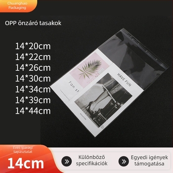 14 cm széles átlátszó önzáró tasak ragasztószalaggal a hordozható csomagoláshoz