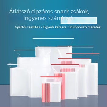 Áttetsző Ziplock zacskó élelmiszer-csomagoláshoz, zárási hossz 5–20 cm, nassolnivalók és aszalt gyümölcsök csomagolására