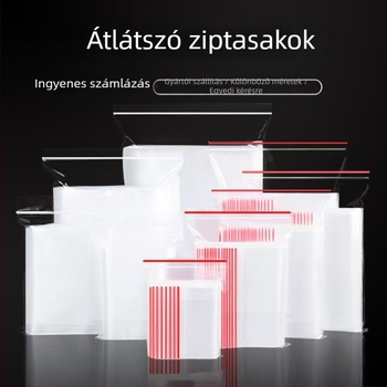 Áttetsző Ziplock zacskó élelmiszer-csomagoláshoz, zárási hossz 5–20 cm, nassolnivalók és aszalt gyümölcsök csomagolására