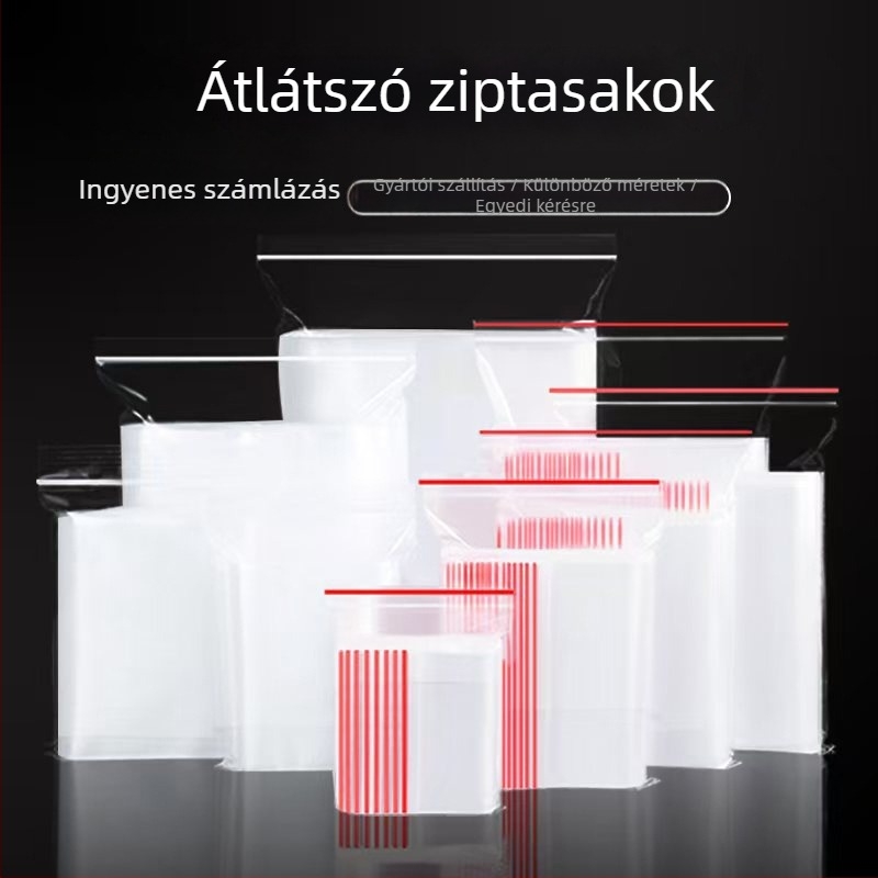 Áttetsző Ziplock zacskó élelmiszer-csomagoláshoz, zárási hossz 5–20 cm, nassolnivalók és aszalt gyümölcsök csomagolására