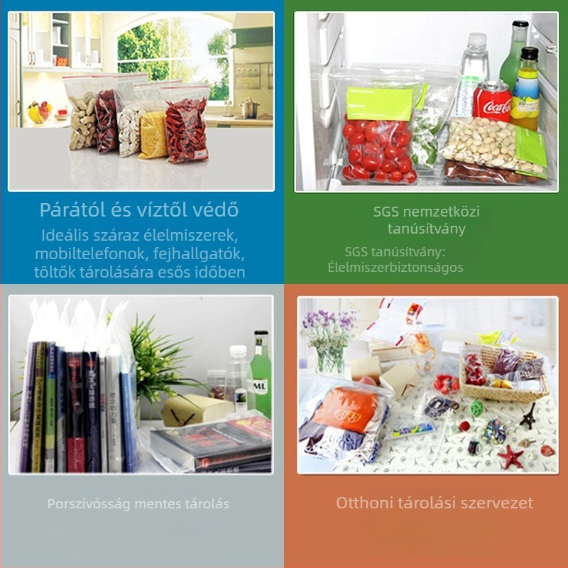 Önzáró PE zacskó, nyomtatható, megvastított, általános csomagoláshoz, zárási hossz 1-1,5 cm