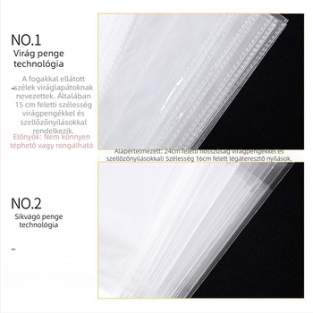 OPP öntapadós átlátszó ruhákhoz való tasak logónyomással, műanyagból készült, elsődleges anyag, gyártás forró kés, sík kés, virágkés