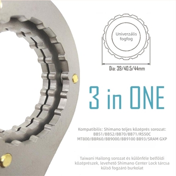 AI Cycling 3-az-1-ben integrált üreges tengely eltávolító kulcs BB15, rozsdamentes acél