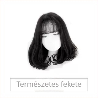 Női paróka, rövid göndör haj, koreai stílus, modell Pear Flower Roll Head Cover, hőálló szintetikus haj, Qi frufru