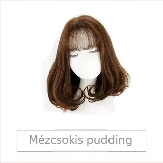 Női paróka, rövid göndör haj, koreai stílus, modell Pear Flower Roll Head Cover, hőálló szintetikus haj, Qi frufru