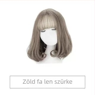 Női paróka, rövid göndör haj, koreai stílus, modell Pear Flower Roll Head Cover, hőálló szintetikus haj, Qi frufru