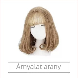 Női paróka, rövid göndör haj, koreai stílus, modell Pear Flower Roll Head Cover, hőálló szintetikus haj, Qi frufru