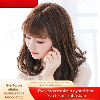 Női paróka, rövid göndör haj, koreai stílus, modell Pear Flower Roll Head Cover, hőálló szintetikus haj, Qi frufru