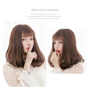 Női paróka, rövid göndör haj, koreai stílus, modell Pear Flower Roll Head Cover, hőálló szintetikus haj, Qi frufru