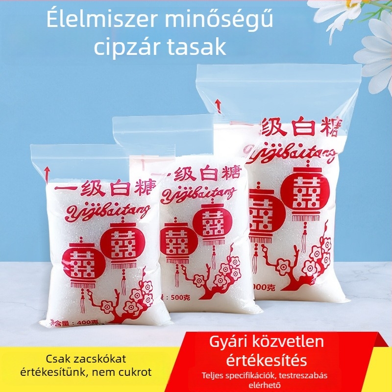 Átlátszó PE élelmiszer-csomagoló tasak vastagított zárással