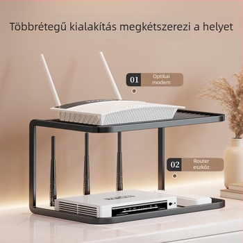 3-rétegű vas állvány routerhez és eszközökhöz, otthoni használatra, szellőző kialakítás, modern minimalist stílus