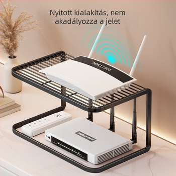 3-rétegű vas állvány routerhez és eszközökhöz, otthoni használatra, szellőző kialakítás, modern minimalist stílus