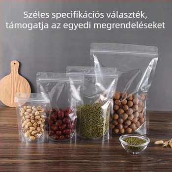 Élelmiszer-minőségű stand-up Ziplock tasakok, önzáróak, száraz gyümölcsök és gabonafélék számára, 100 db-os csomag.