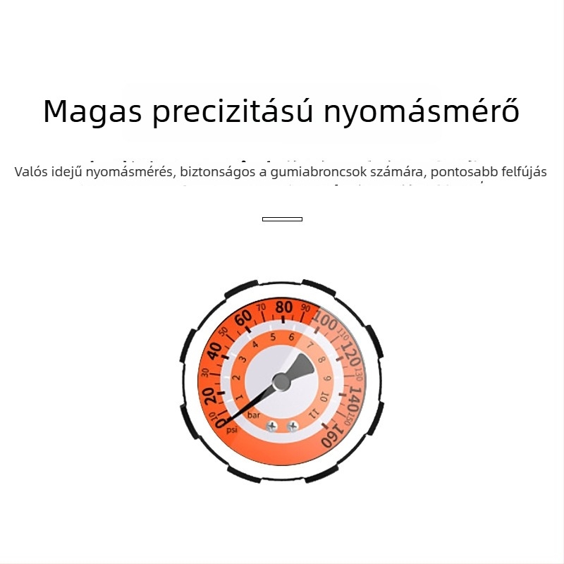 Magas nyomású levegőpumpa kerékpárokhoz és motorkerékpárokhoz — test alumínium + ABS; márka ETA; licencelt magáncímke elérhető
