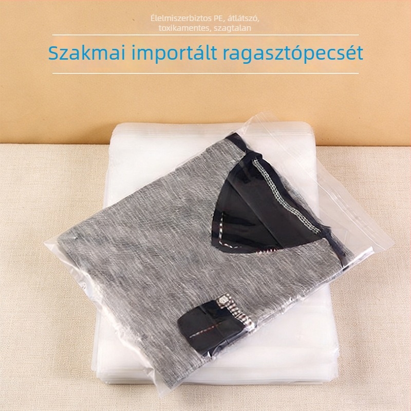 Átlátszó PE önzáró tasak, vastagított kétszintes műanyag csomagolás, tároló taska, nedvesség- és porálló