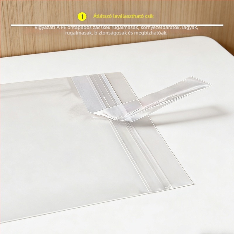 Átlátszó PE önzáró tasak, vastagított kétszintes műanyag csomagolás, tároló taska, nedvesség- és porálló