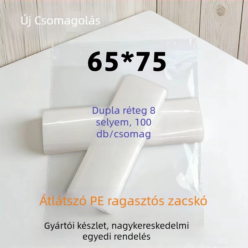 Átlátszó PE önzáró tasak, vastagított kétszintes műanyag csomagolás, tároló taska, nedvesség- és porálló