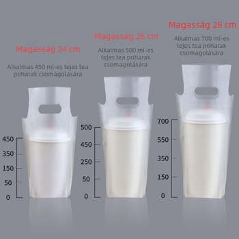 Egyszer használatos, átlátszó műanyag tasak tejes tea csomagolásához, egy vagy két pohárhoz