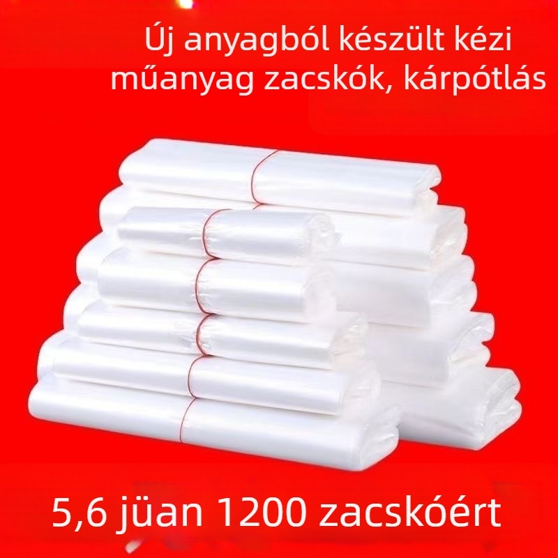 Fehér, átlátszó műanyag táska élelmiszer csomagoláshoz, megerősített, átlátszó, kézi hordozásra