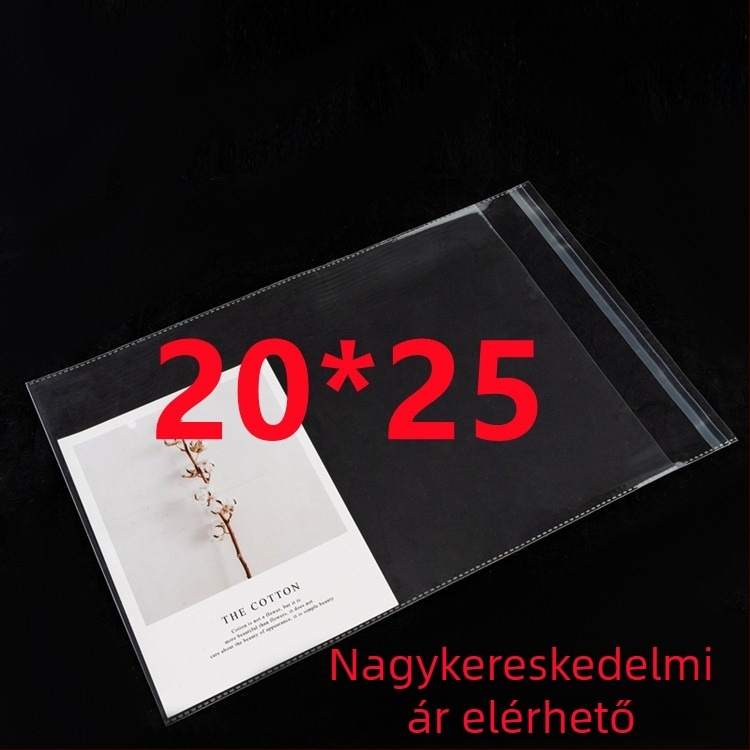 20x25 cm vastag OPP öntapadós átlátszó zacskók, 9 mm/5 mm/7 mm, 100 db/csomag