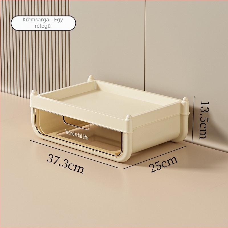 Sminktermékek tároló doboza, fiókos és egymásra rakható kivitel, modellek K2421/K2422, műanyag (HIPS+PET+rozsdamentes acél), 12 literes kapacitás