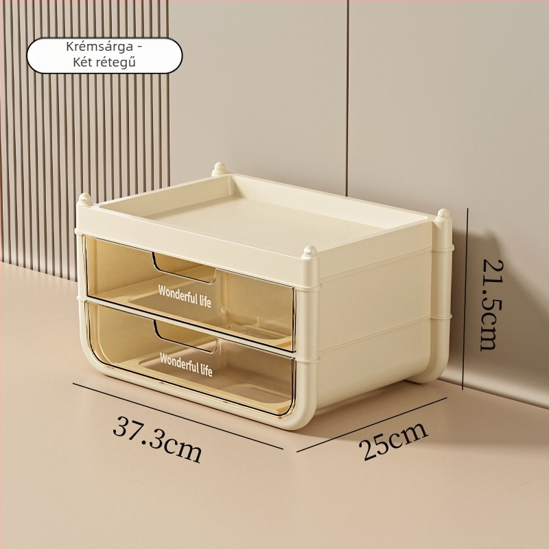 Sminktermékek tároló doboza, fiókos és egymásra rakható kivitel, modellek K2421/K2422, műanyag (HIPS+PET+rozsdamentes acél), 12 literes kapacitás