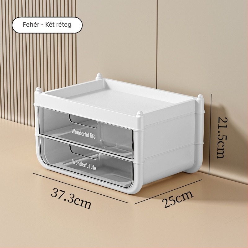 Sminktermékek tároló doboza, fiókos és egymásra rakható kivitel, modellek K2421/K2422, műanyag (HIPS+PET+rozsdamentes acél), 12 literes kapacitás