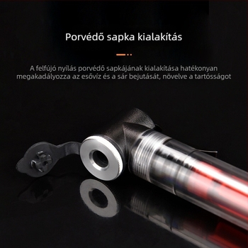 Fényes kerékpárpumpa, kompakt, Presta és Schrader szelepekre, kerékpárok és kosárlabda felfújásához