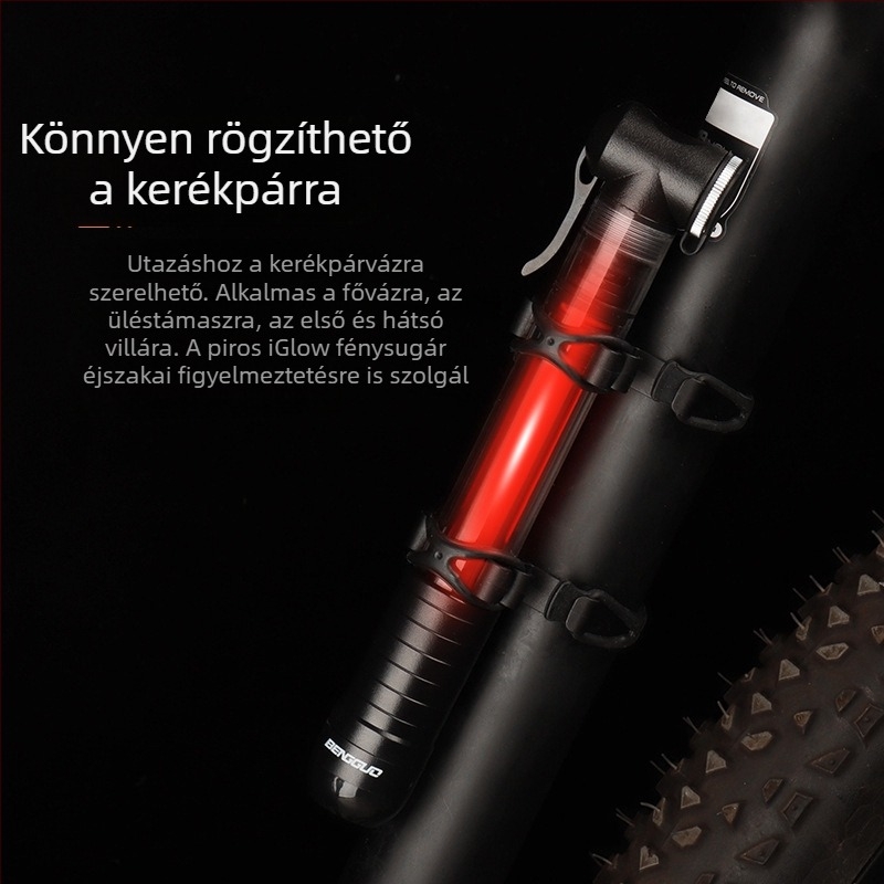 Fényes kerékpárpumpa, kompakt, Presta és Schrader szelepekre, kerékpárok és kosárlabda felfújásához