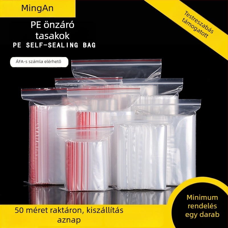PE önzáró tasakok cipzárral, színes nyomtatáshoz, élelmiszer-minőségű műanyag csomagoláshoz