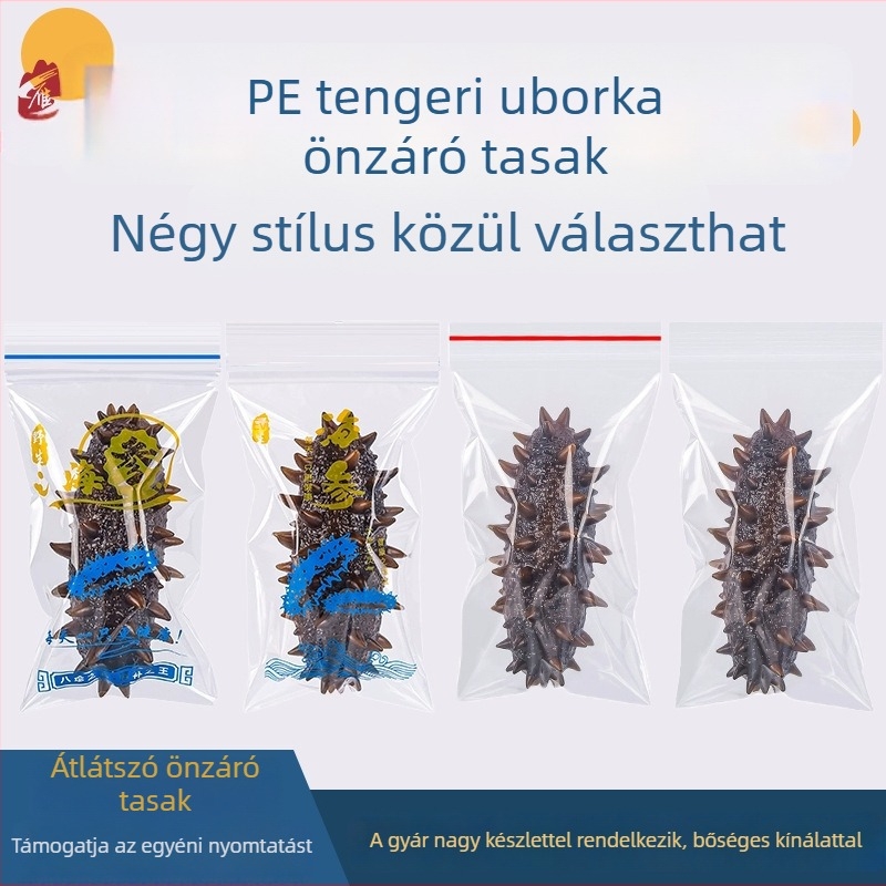 Tengeri uborka számára készült Ziplock zacskók, egyenként lezárva, fagyasztáshoz és frissesség megőrzéséhez, 0,5 kg