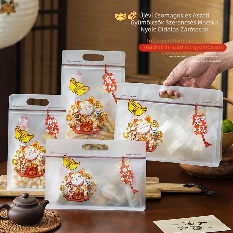 Matt Stand-Up zacskó élelmiszer-csomagoláshoz, nyolcszögletes zárással, új anyagból, dupla rétegű 20 silk, napi 600000 darab kapacitás, márka: Huas Plastic Packaging