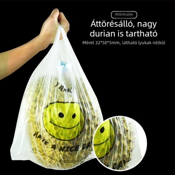 Elvihető ételcsomagoló táska mosolygós dizájnnal, átlátszó vastított műanyag, kétszintes 5 silk vastagság, Tung Plastic márka, privát címke készen áll