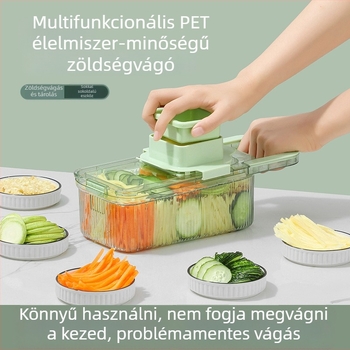 Kézi multifunkcionális zöldségvágó átlátszó testtel - PET anyag, testreszabható feldolgozás, logó nyomtatás