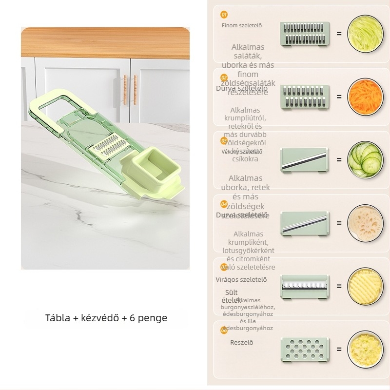 Kézi multifunkcionális zöldségvágó átlátszó testtel - PET anyag, testreszabható feldolgozás, logó nyomtatás
