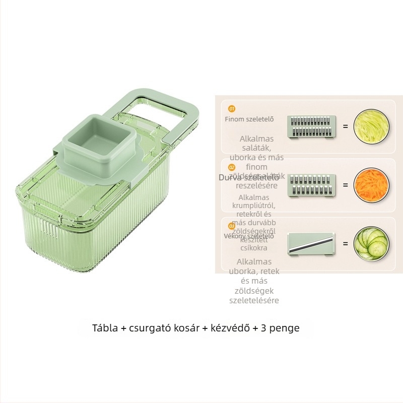 Kézi multifunkcionális zöldségvágó átlátszó testtel - PET anyag, testreszabható feldolgozás, logó nyomtatás