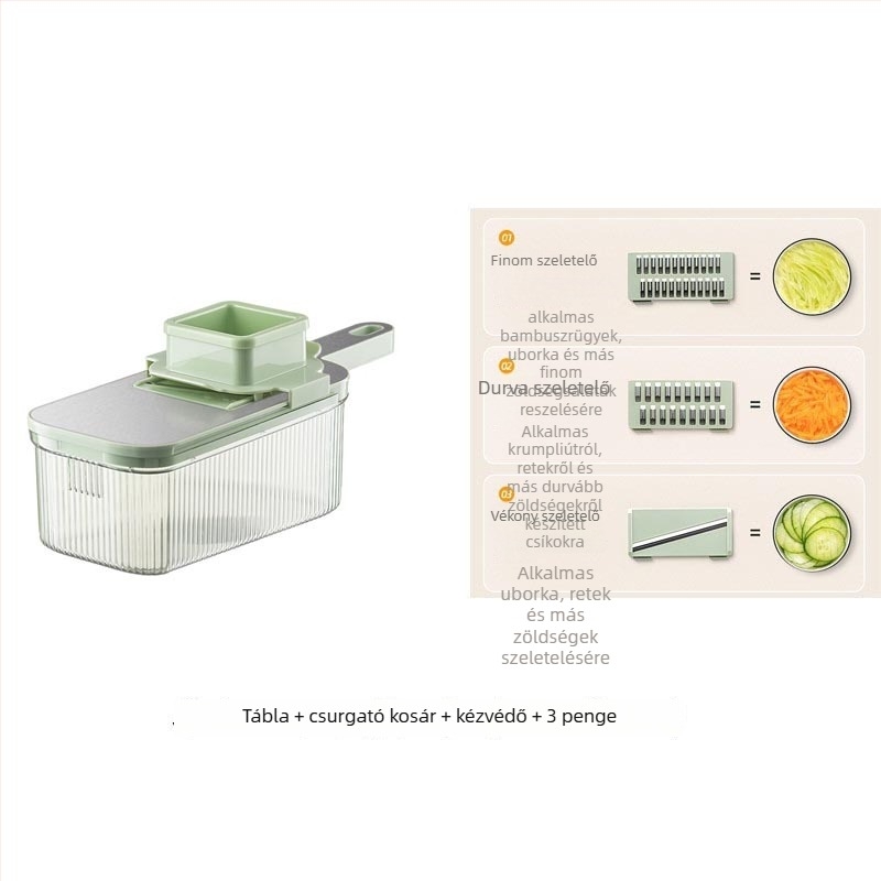 Kézi multifunkcionális zöldségvágó átlátszó testtel - PET anyag, testreszabható feldolgozás, logó nyomtatás