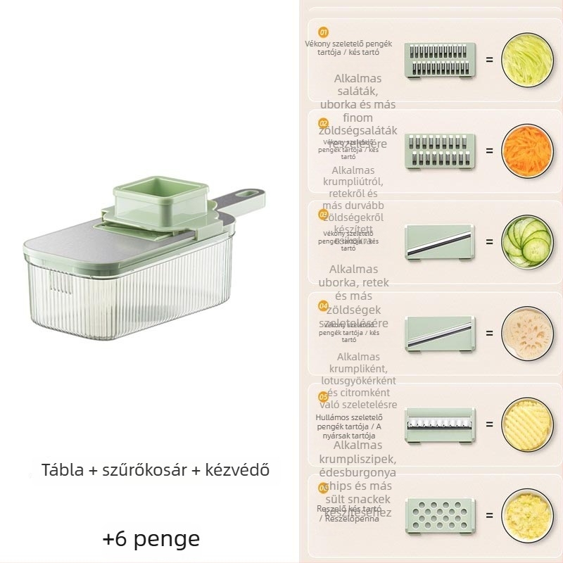 Kézi multifunkcionális zöldségvágó átlátszó testtel - PET anyag, testreszabható feldolgozás, logó nyomtatás