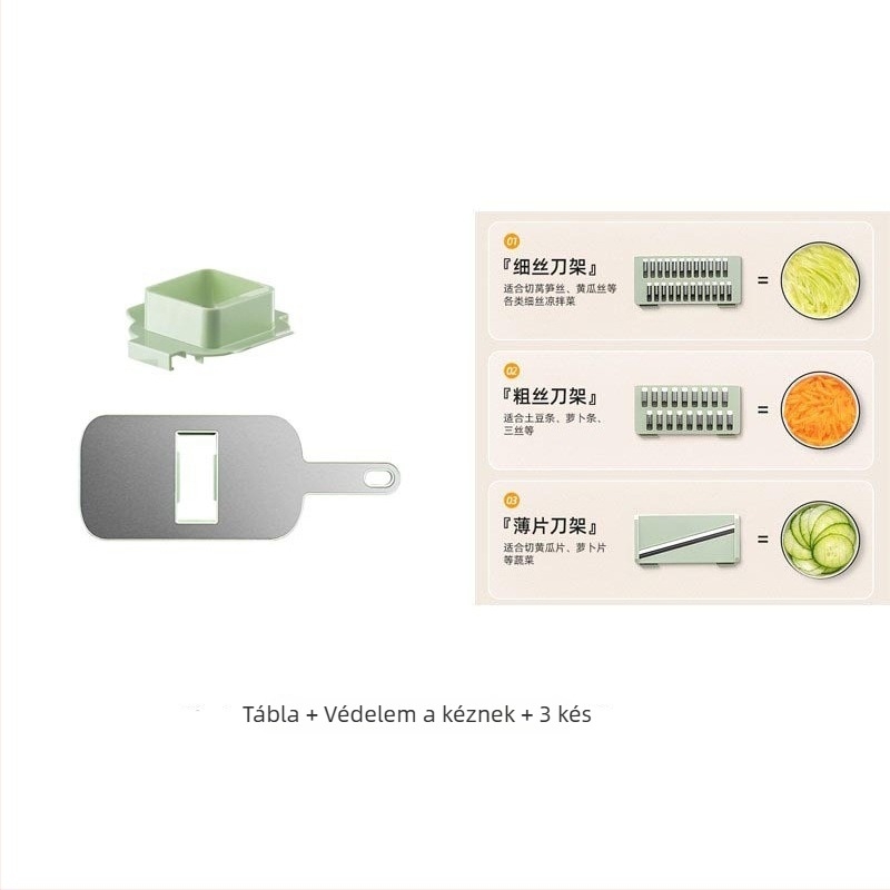 Kézi multifunkcionális zöldségvágó átlátszó testtel - PET anyag, testreszabható feldolgozás, logó nyomtatás